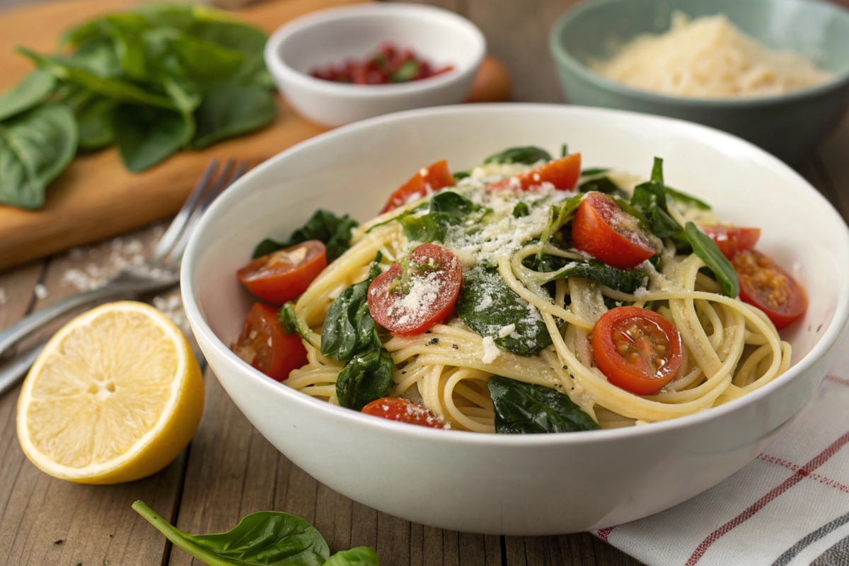 quick spinach tomato pasta recipe