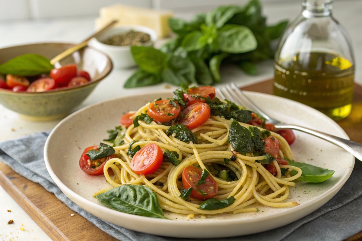 quick spinach tomato pasta recipe