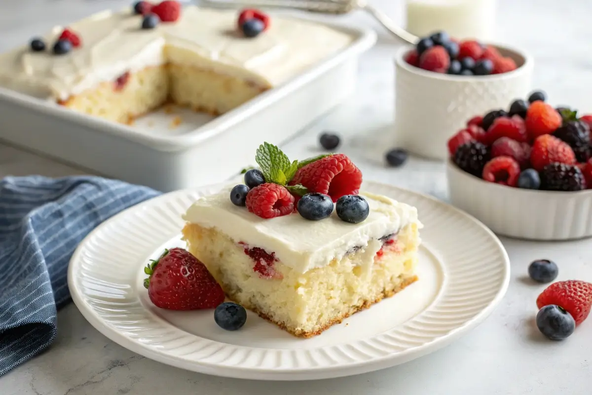 Frosted kefir sheet cake recipe card